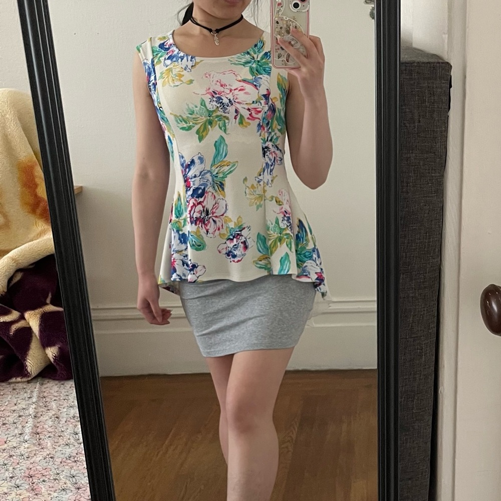 Fairycore vintage floral peplum tank